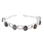 solid silver blue fire labradorite bracelet